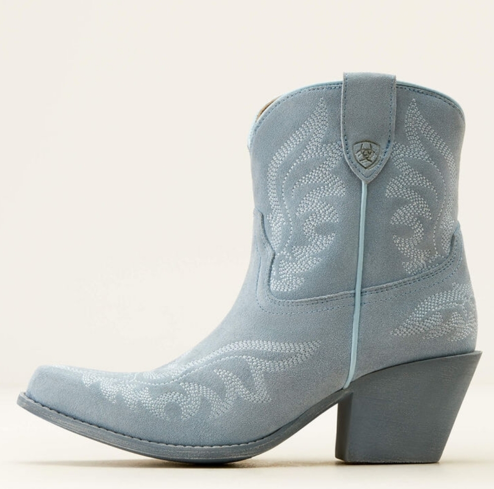 Ariat Suede Light Blue Ankle Boots Chandler In Baby Blue Jean Suede Size - Picture 15 of 16
